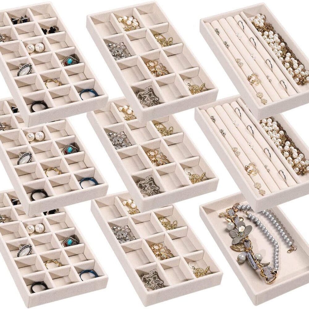 Versatile Jewelry Storage: 9-Piece Stackable Velv… - image 1